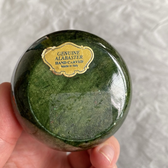 Vintage Italian Genuine Hand Carved Emerald Green Alabaster Box - Picture 5 of 11